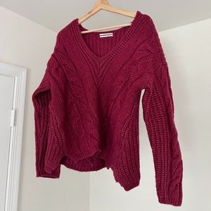 Anthropologie Magenta Cropped Sweater